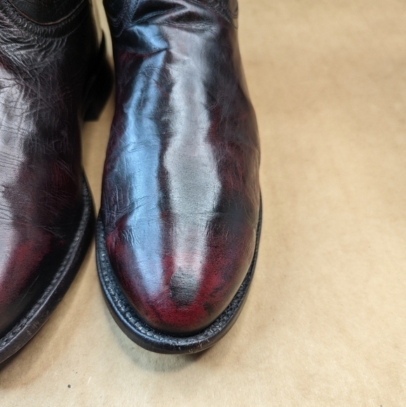 Lucchese Boots men's size 8.5D black cherry leather classic Western cowboy boots - Picture 5 of 13